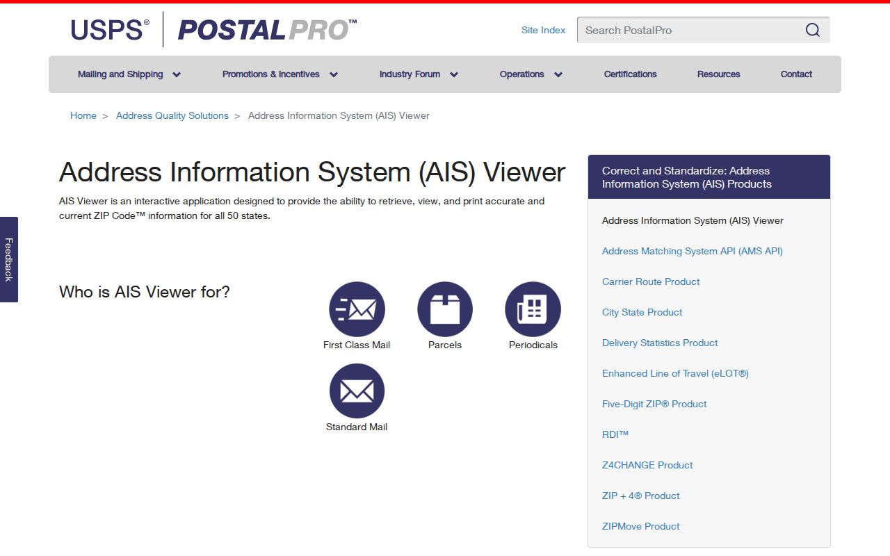 USPS PostalPro AIS viewer for Jeffersonville ZIP code and delivery data